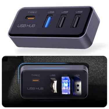 Imagem de DGXWLLW Hub USB para Tesla Model Y Juniper 2025 2026 Model 3 Highland 2024 2025, porta-luvas Expansor USB 3.0 com 1 estação de ancoragem USB C e 3 entradas USB A para Dashcam Flash Drive Transferência