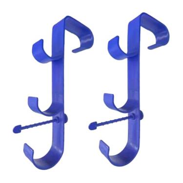 Imagem de WeiLaiKeQi Suporte para vara de piscina, suporte para escova, equipamento, organizador, ganchos triplos, gancho para ferramentas para escovas de skimmer, Azul, 2 Pc