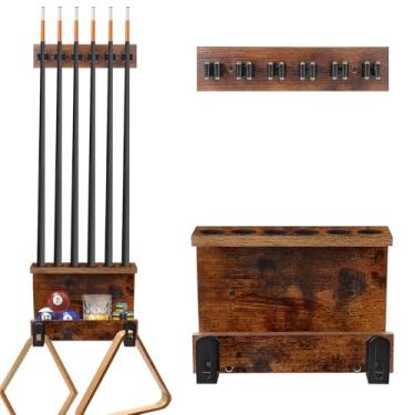 Imagem de WHEARTED Suporte de parede para taco de sinuca, acessórios de mesa de sinuca, acessórios de bilhar, acessórios de bilhar, rack de armazenamento de 6 tacos de sinuca, organizador de equipamentos de