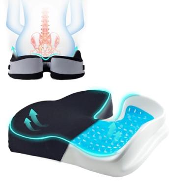 Imagem de Almofadas de assento de gel para cadeiras de escritório, almofada de cadeira de rodas para longas dores nas costas, assento de espuma de memória, carro, computador, mesa, almofada, cóccix, para alívio