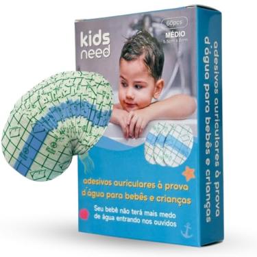 Imagem de Kids Need - Adesivo Protetor Auricular, Pacote com 60 Unidades - Tampão de Orelha Impermeável para usar Durante Banho ou Natação. Tamanho Único Infantil e Adulto (Bebê, Criança e Adulto) (1 Pacote Adesivos Transparente (60 adesivos), MÉDIO 5.5x8cm)