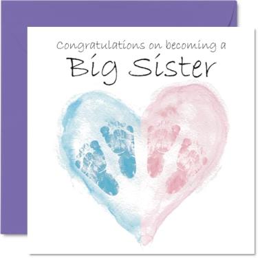 Imagem de Cartão unissex New Baby para irmã - Twins Congrats Becoming - Cartão de parabéns bem feito para irmã nova, cartões de felicitações Welcome To The World de 5,7 polegadas