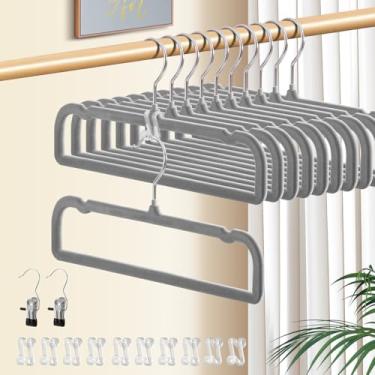 Imagem de Cabides de veludo para calças, pacote com 30 - cabide antiderrapante cinza