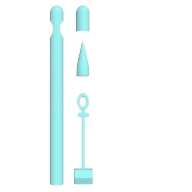 Imagem de siduater Capa de silicone para Apple Pencil 1ª geração, capa de caneta ultraleve acessórios macios e protetores para iPad Pencil com 2 pontas de capa, 1 cabo adaptador de cabo, azul claro