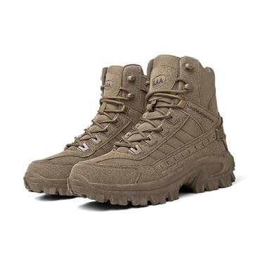 Imagem de Bota Tática Militar Masculina – Couro e Nylon Resistente, Solado Antiderrapante, Conforto e Proteção para Caminhadas, Caça, Trilha e Uso Tático