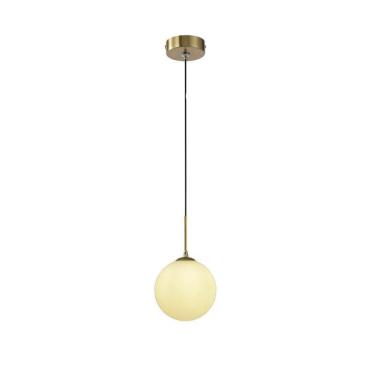 Imagem de Pendente Dourado Globo De Vidro Branco Ø12Cm Bancada Zan14