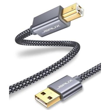 Imagem de Cabo de impressora JSAUX USB 2.0 tipo A macho para B macho 15 pés cinz