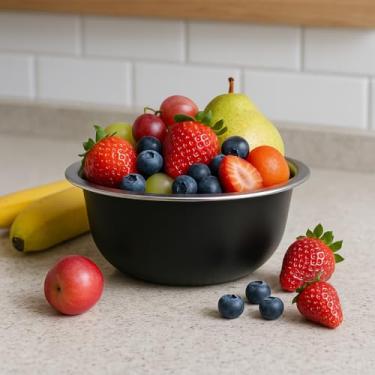 Imagem de Kit 3 Tigelas Bowl Inox Redonda Preto 2 Litros Açaí Frutas Sobremesas