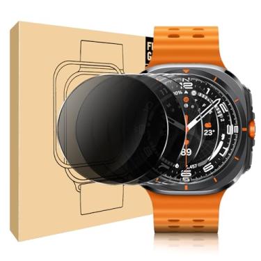 Imagem de NECARSIN [3+2] Pacote projetado para Samsung Galaxy Watch Ultra 47 mm de privacidade protetor de tela de vidro temperado, borda redonda 2,5D, antiarranhões e sem bolhas