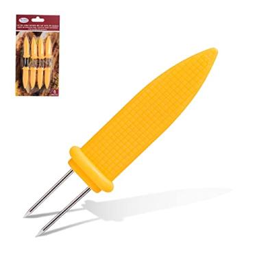 Imagem de Alpine Cuisine Corn Skewers 8pc Set Stainless Steel with PP Handle, Corn Cob Holders - Cob BBQ Fork Skewers with Butter Spreader for Home Cooking Parties Camping, Safety Interlocking Design