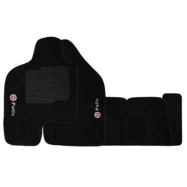 Imagem de Tapete Carpete Palio G1 G2 G3 G4 1996 à 2011 Preto Logo Bordado Jogo 5