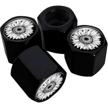 Imagem de Tampas de haste de válvula de pneu de metal, pacote com 4, tampas de haste de roda de carro, tampas de válvula de ar universais de alumínio para carros, caminhões, SUVs, bicicletas, motocicletas