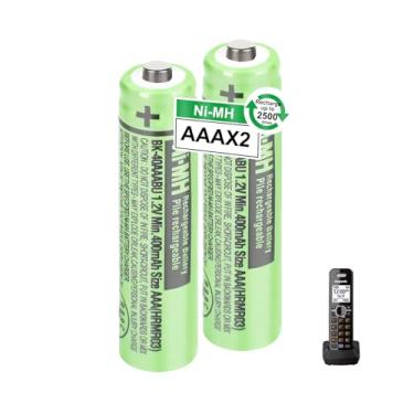 Imagem de OSIM Pacote com 2 pilhas recarregáveis BK-40AAABU Ni-MH AAA 400 mAh AAA Ni-MH 1,2 V para telefones sem fio Panasonic, controles remotos, eletrônicos
