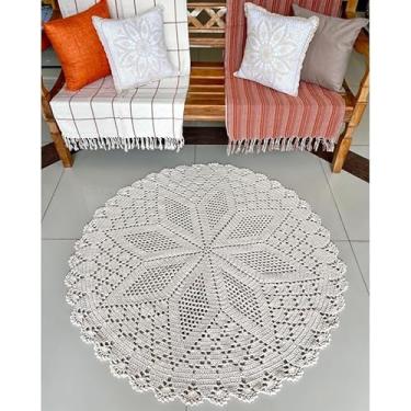 Imagem de Tapete Redondo 1,30m Lotús Crochê Artesanal (Cru)