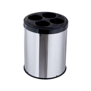 Imagem de Lixeira Redonda Inox Para Copos Descartáveis 30cm - Aldinox