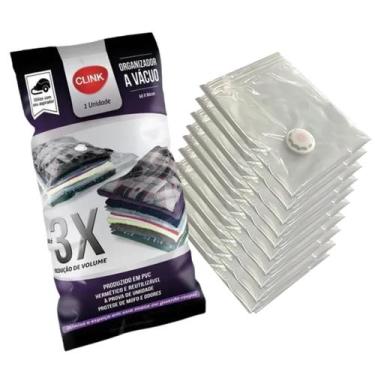 Imagem de Kit 5 Saco Organizador a Vácuo 60x80cm Para Viagem Roupa - Clink