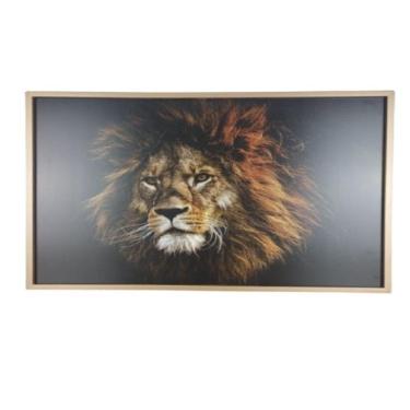 Imagem de Quadro Decorativo Leao Realista Africana Motivacao Grande 70cm Dourado Moldura Sala Consultorio Escritorio Canvas
