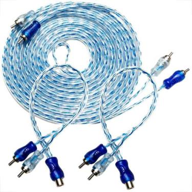 Imagem de Kit Cabo Rca 5 Mestros e 2 Cabos Rca y 1M/2M Injetado Azul - NTV SOM A