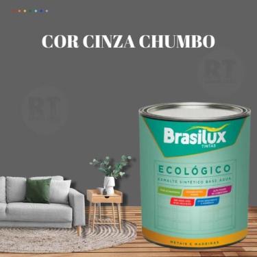 Imagem de Esmalte Sintético Brasilux Base Água Ecologico Cor Cinza 800ML Brilhan