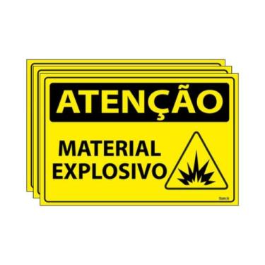 Imagem de Combo 3 Placas De Sinalização Atenção Material Explosivo 30x20 Ecom IA