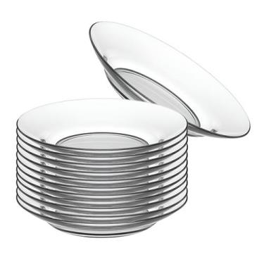 Imagem de Conjunto 12 Pratos Fundos de Vidro 22cm transparente  Design Elegante 