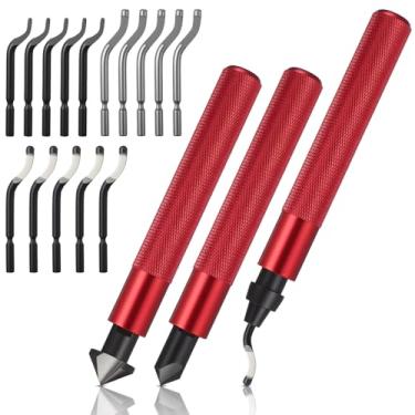 Imagem de Otoolling Kit de ferramentas de rebarbação manual de 5 peças, 2 alargadores manuais escareadores e 1 ferramenta de rebarbação com 15 lâminas giratórias de aço de alta velocidade extra para metal