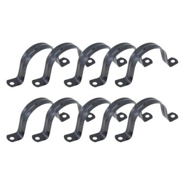 Imagem de LC LICTOP Braçadeiras de conduíte de 5 cm, aço inoxidável 304, alça de tubo rígido com dois furos, braçadeira de tubo U para conduítes EMT, revestimento preto, 10 peças