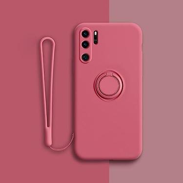 Imagem de Capa magnética de silicone para Huawei P30 P20 Pro P30Pro P20Pro P40 Nova 5T Mate Honor 20 Capa com suporte de anel P 30 A, vermelho camélia, para Honor 20