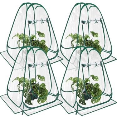 Imagem de Suzile 4 Unidades Pop-Up Pequena Estufa Fácil de Instalar Mini Estufa Portátil de Inverno Pvc Tampa Transparente para Vaso de Flores Planta para Cultivo de Casa Verde para Jardinagem Interna e Externa