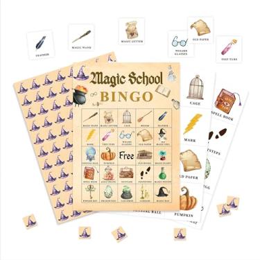 Imagem de Cartões de jogo de bingo mágico, jogos de bingo mágicos para adultos, suprimentos de cartas de bingo, lembrancinhas de decoração de festa de aniversário de bruxaria, presentes de cartão para amigos e