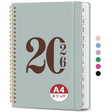 Imagem de Agenda 2026, agenda semanal e mensal, janeiro de 2026 a dezembro de 2026, agenda de calendário de capa dura com abas e bolso interno, material escolar para mulheres e homens - A4 (21,6 cm x 28 cm