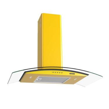 Imagem de Coifa Fogatti de Parede Clean Vidro Curvo Amarela 80cm, Amarelo, 110V