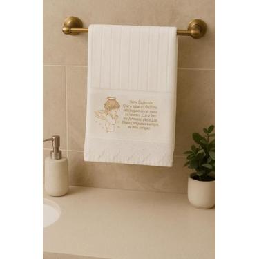 Imagem de Toalha de Batizado Bordada com Anjinho e Frase, Meu Batizado - Dani Bo