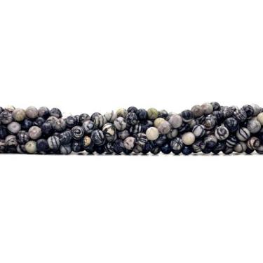Imagem de Fio de Conta Pedra Jaspe Zebra - 6mm - aprox.66 - Pedras Naturais - Pi