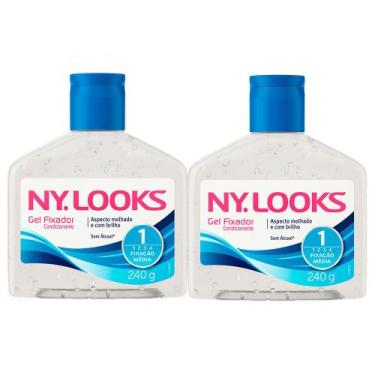 Imagem de Kit 2 Gel Ny Looks Fixação Média 1 Sem Álcool com 240g