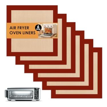 Imagem de KR KITCHENRAKU Ninja Foodi SP101 SP201 SP301 Forro reutilizável antiaderente para fritadeira (pacote com 6) (Auburn Brown)