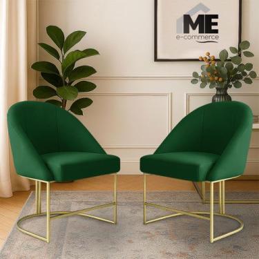 Imagem de KIT 2 Banqueta Poltrona Lua Penteadeira E Salão Com Base Metálica, ver