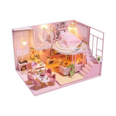 Imagem de Casa de Boneca em Miniatura de Madeira 3D - DIY com Luzes LED - Aparta