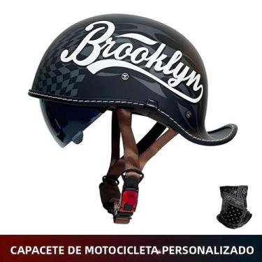 Imagem de Capacete Retro Unissex Para Motocicleta, Capacete Meio Aberto Para Qua
