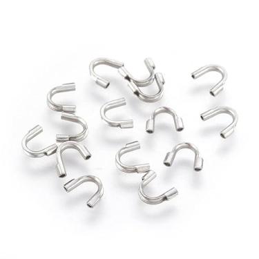 Imagem de Spritewelry 50 peças de fio de aço inoxidável 316 guardião protetor de fio de prata protetor de linha guardião cabo terminador em forma de U acessórios para fabricação de joias 6,3 ~ 7 x 5 x 1,5 mm