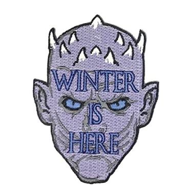 Imagem de Jogo de chapéu tubarão inverno é aqui Ice King TV show paródia corte de matriz 3,5" x 2,75" aplique de ferro no patch