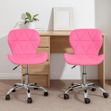 Imagem de Kit 02 Cadeiras De Escritório Slim Ergonômica Giratória Couro Diversas