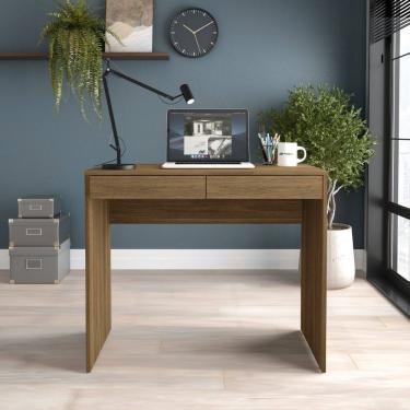 Imagem de Mesa Aparador Tijuca 90cm 2 Gavetas Castanho Politorno Móveis