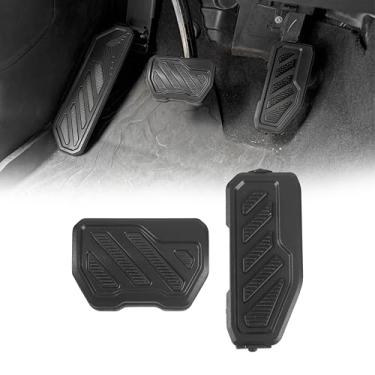 Imagem de Phamyor Pedal de gás antiderrapante de alumínio e pedal de freio compatível com Jeep Wrangler JL JLU 4XE e Jeep Gladiator JT, sem perfuração antiderrapante, gás e capa de painel de acelerador, preto
