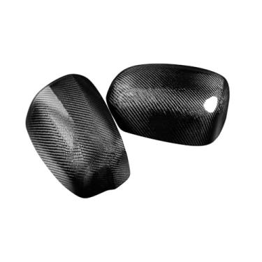 Imagem de 2 peças de revestimentos para espelhos retrovisores dianteiros e traseiros de fibra de carbono real sem luzes compatíveis com Honda Fit modelo 2008-2013 acessórios leves para carros