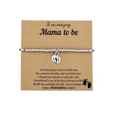 Imagem de yaozeio Pulseira de presente Mommy to Be, presente de aniversário de 1ª vez, presente de Natal para mamãe, novo presente de gravidez para novas mães, casais, chá de bebê, presente para mamãe e mamãe