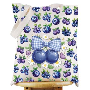 Imagem de WZMPA Sacola de mirtilo para amantes de frutas, presente para amantes de mirtilo, reutilizável, merchandising de mirtilo (Blueberry-T)