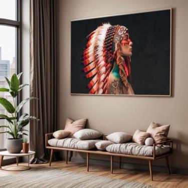 Imagem de Quadro com Moldura Sala Quarto India Americana Decorativo Horizontal Grande Hall