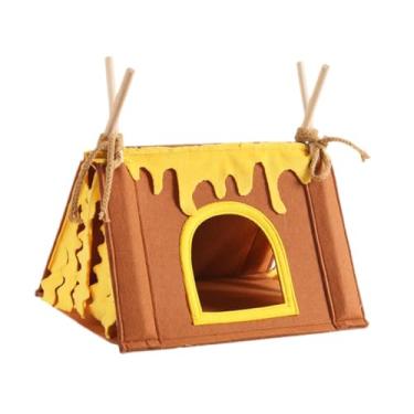 Imagem de Fenteer Tenda para esconder hamster, para hamster, atividade quente, tenda para porquinhos-da-índia, gaiola em túnel, caverna para pequenos animais, Cáqui