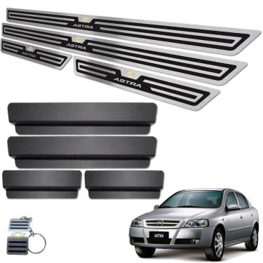 Imagem de Soleira Aço Inox Chevrolet Astra Preto Alto Relevo 4 Portas